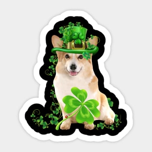 Lucky Corgi Shamrock St Patrick's Day Sticker